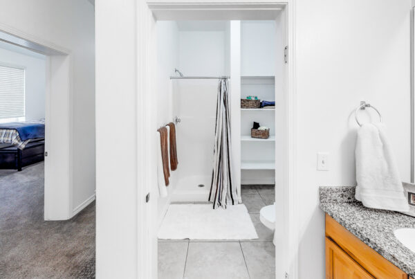 Apartment Bathroom with Vanity and Shower